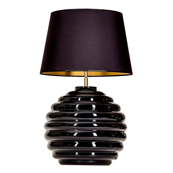 elegancka lampa stołowa z czarnego szkła