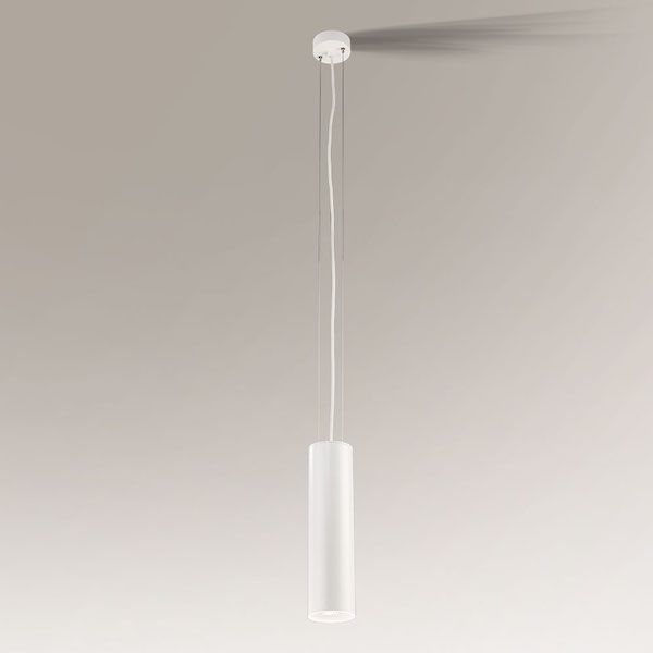 Minimalistyczna lampa tuba zwis Kobe - biała mała