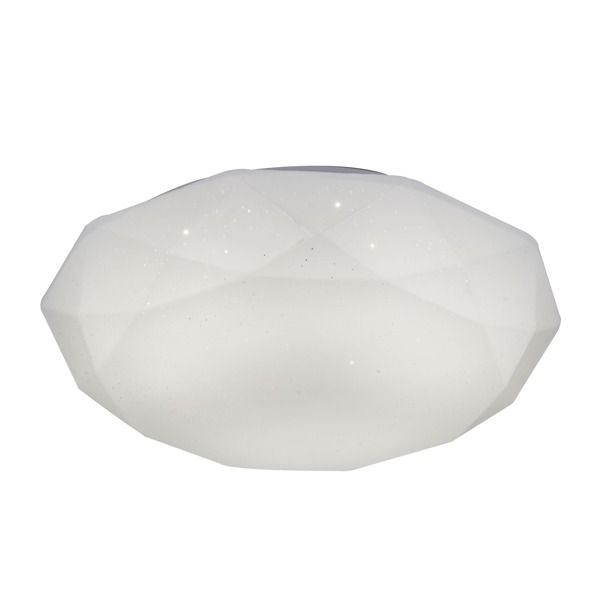 biała geometryczna lampa sufitowa z połyskującymi drobinkami