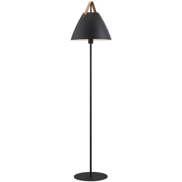 Czarna lampa podłogowa Strap - Nordlux - DFTP - metalowa