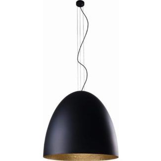 Duża lampa wisząca Egg - czarny klosz, złoty środek
