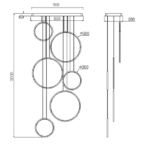 Lampa wisząca Okręgi No. 8 - 3000K, 6 obręczy LED na antresolę - 1