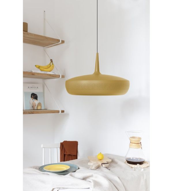 żółta lampa wisząca do kuchni skandynawska