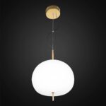 lampa wiszaca - bialy owalny szklany klosz zloty pret - apple altavola