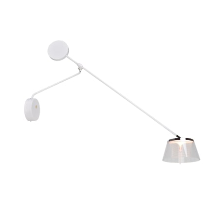 Designerska lampa ścienna Simplicity - biały klosz, regulowany wysięgnik