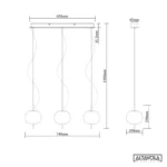 Potrójna lampa wisząca Apple - złota, szklane klosze - 1