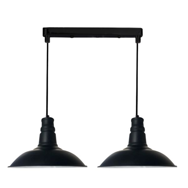 lampa wisząca retro czarna dwa klosze
