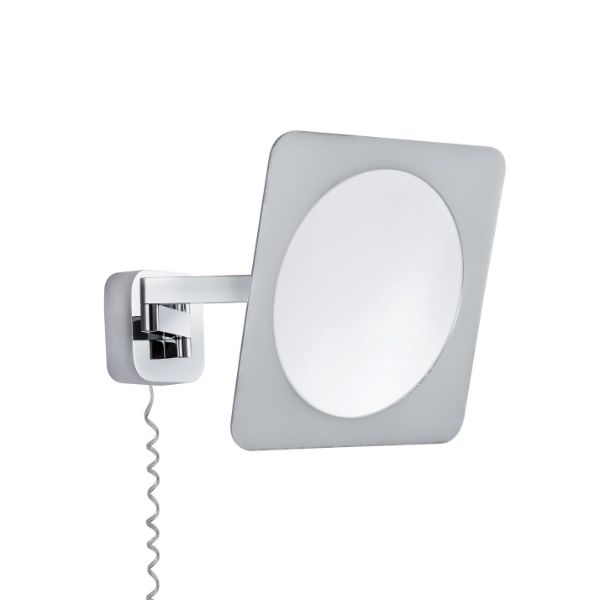 srebrne lustro do łazienki LED