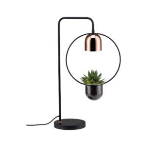 Stołowa lampa Fanja z doniczką - designerska miedź, oprawa na roślinkę