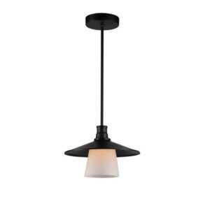 Czarna lampa wisząca loft Lenus - jasny klosz