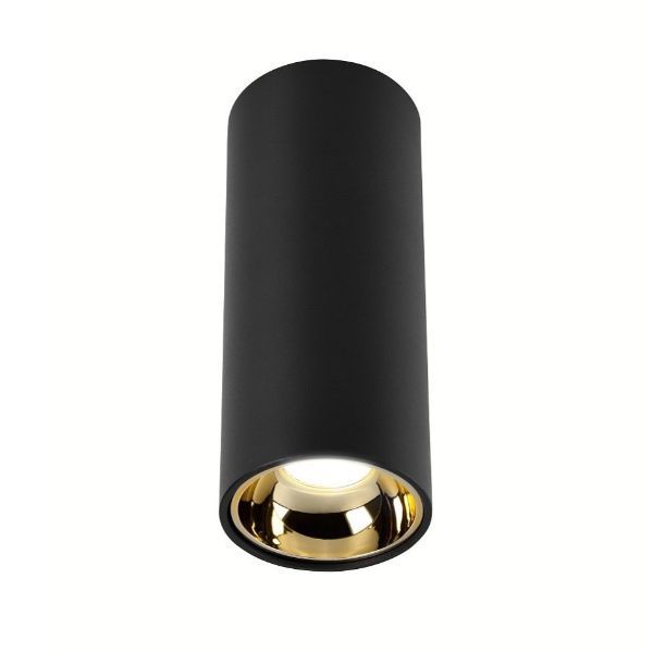 Czarna tuba sufitowa Alx - złote wnętrze, LED