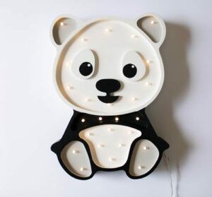 Dziecięca lampa z drewna na szafkę Panda - LED