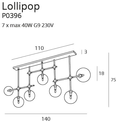 Piękna lampa wisząca molekularna Lollipop - duża - 1
