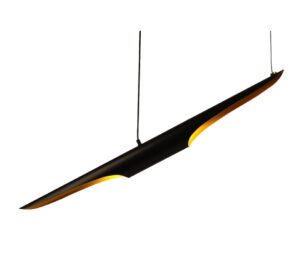 Pozioma czarna lampa wisząca Black Tube ze złotym środkiem