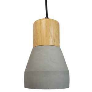 Betonowa lampa wisząca Concrete - szara - drewniany element