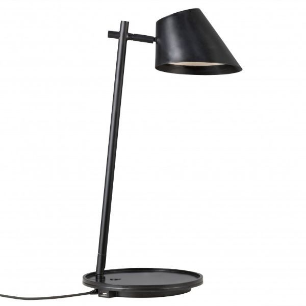 Czarna biurkowa lampa Stay - Nordlux DFTP - port USB