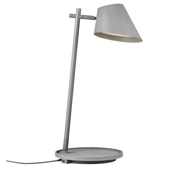 Szara lampa stołowa Stay - Nordlux DFTP - port USB