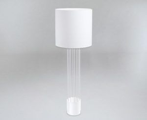 Lampa podłogowa IHI biała z druciana podstawą