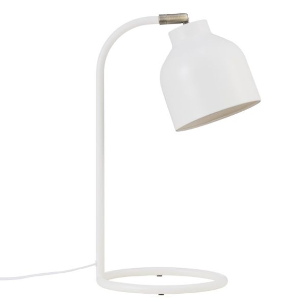 biała lampa stołowa do sypialni