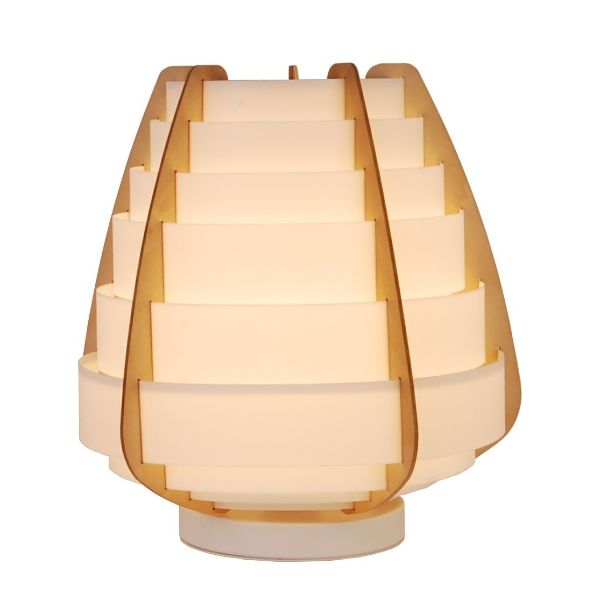 lampa stołowa na drewnianej bazie