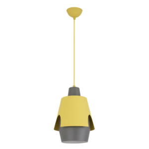 Futurystyczna lampa wisząca Falun - szaro-żółta