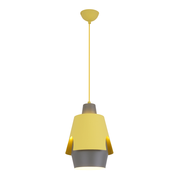 młodzieżowa lampa wisząca szaro-żółta