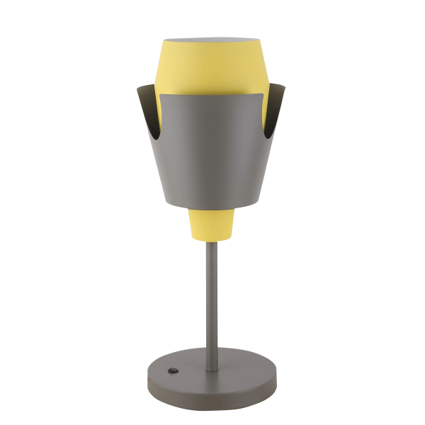 szaro-żółta lampa stołowa