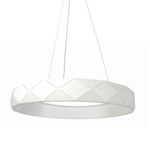 Biała lampa wisząca Reus - geometryczny klosz, LED