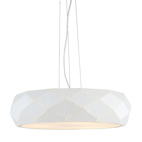 biała lampa wisząca do salonu geometryczna