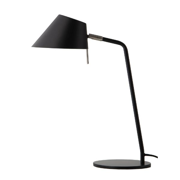 czarna lampa biurkowa skandynawska