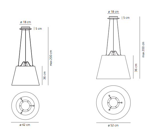 Lampa wisząca Tolomeo Mega - pergaminowy abażur Ø42 - 1