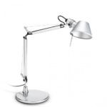 srebrna, regulowana lampa biurkowa