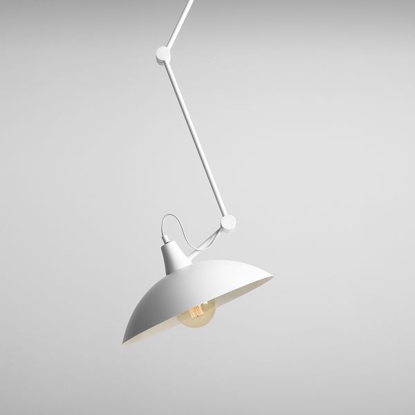 biała lampa sufitowa geometryczna regulowana