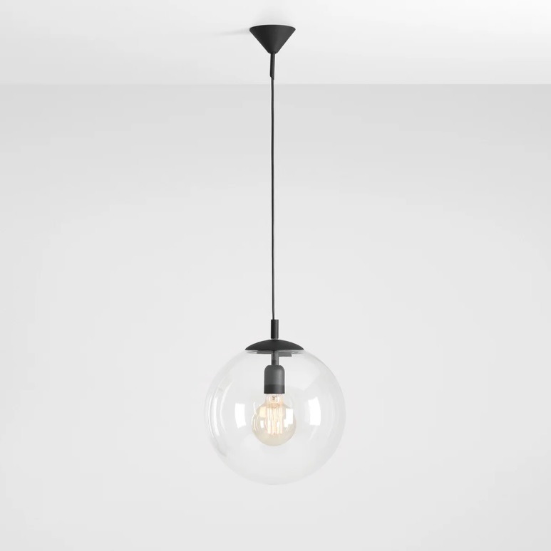 Szklana czarna lampa wisząca Globe - nowoczesna