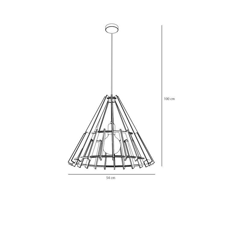 Skandynawska lampa wisząca Ferb - ażurowy, drewniany klosz - 1