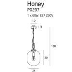 Nowoczesna lampa wisząca Honey - szklany klosz, szara - 1