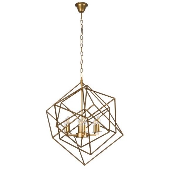 geometryczna ażurowa lampa wisząca złota