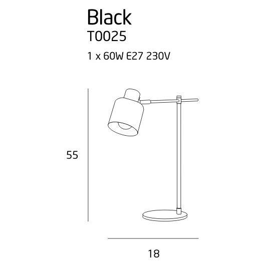 Nowoczesna lampa biurkowa Black - regulowany klosz - 1