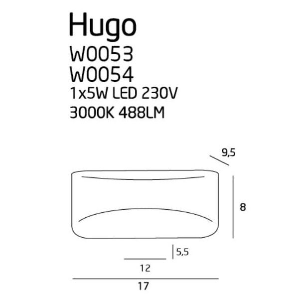 Srebrny kinkiet Hugo - LED, 3000K - 1