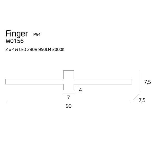 Długi kinkiet  Finger Round - biały, LED, IP54 - 1