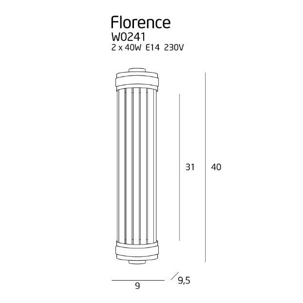 Kinkiet szklany Florence - srebrny, klasyczny - 1