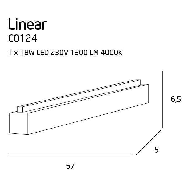 Biała lampa sufitowa Linear S - LED, 4000K - 1