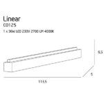 Podłużny plafon Linear - biały, LED, 4000K - 1