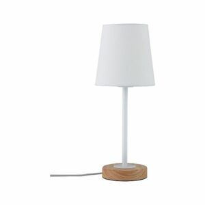 Lampa stołowa Neordic Stellan - biała, drewniana podstawa