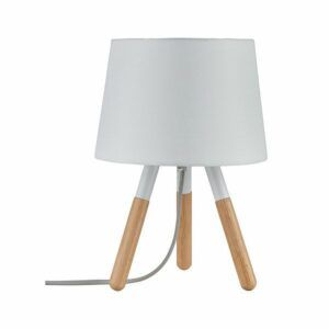 Lampa stołowa Neordic Berit - drewniana, biały abażur