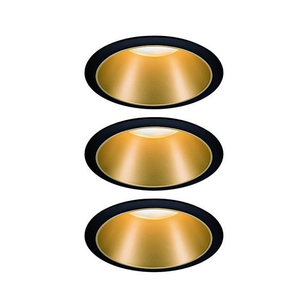 Oczko sufitowe Cole Coin – LED, czarno-złote, zestaw 3 szt