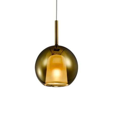 lampa wisząca złota kula ze szkła