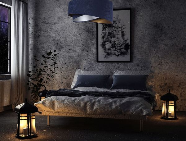 welurowa lampa w sypialni aranżacja