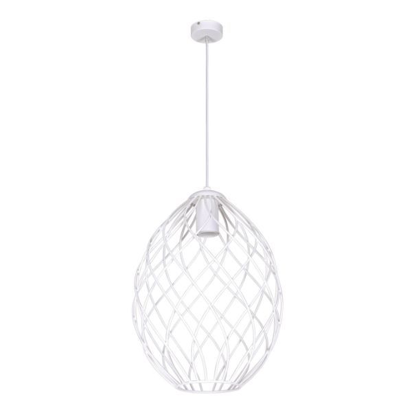 biała lampa wisząca okrągły druciak