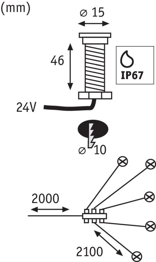 Oprawa wpuszczana MicroPen – Plug&Shine, IP67, zestaw 5szt, do rozbudowy - 1